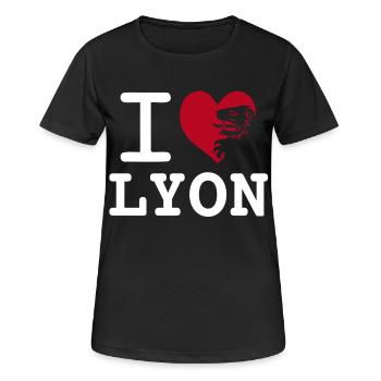 I love Lyon - T-shirt respirant Femme - noir - Devant - AI Model Female 172 light (172cm)