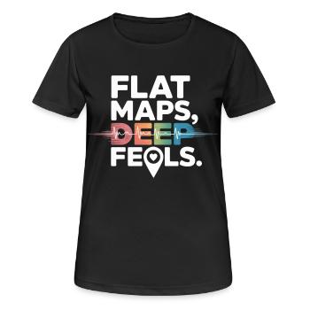 Flache Karten Deep Feels Geografie Kartografie - Frauen T-Shirt atmungsaktiv - Schwarz - Vorne - AI Model Female 172 light (172cm)