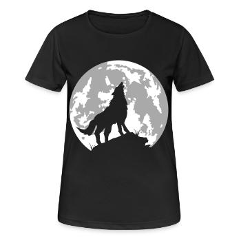 wolf full moon - Women's Breathable T-Shirt - black - Front - AI Model Female 172 light (172cm)