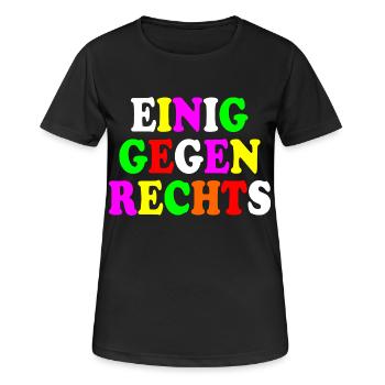 Einig gegen rechts - Frauen T-Shirt atmungsaktiv - Schwarz - Vorne - AI Model Female 172 light (172cm)