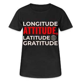 Längengrad Breitengrad Einstellung Dankbarkeit GIS Karte - Frauen T-Shirt atmungsaktiv - Schwarz - Vorne - AI Model Female 172 light (172cm)