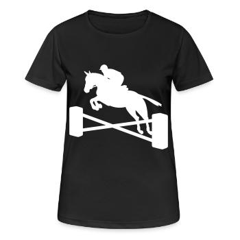 show jumping - Women's Breathable T-Shirt - black - Front - AI Model Female 172 light (172cm)