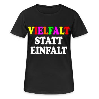 vielfalt statt einfalt - Frauen T-Shirt atmungsaktiv - Schwarz - Vorne - AI Model Female 172 light (172cm)