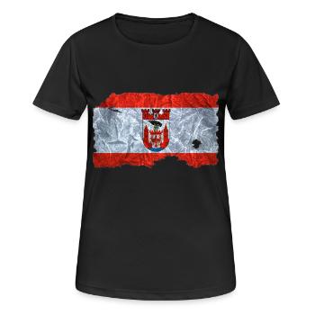 Spandau Fahne / Flagge vintage used look - Frauen T-Shirt atmungsaktiv - Schwarz - Vorne - AI Model Female 172 light (172cm)