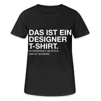 designer shirt | schrift schwarz grafik typografie - Frauen T-Shirt atmungsaktiv - Schwarz - Vorne - AI Model Female 172 light (172cm)