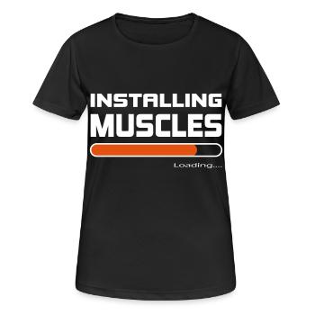 Installer des muscles Installer Muscle Gift - T-shirt respirant Femme - noir - Devant - AI Model Female 172 light (172cm)