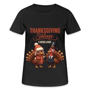 Thanksgiving Siblings - Women's Breathable T-Shirt - black - Front - AI Model Female 172 light (172cm)
