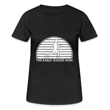 Un marathonien précoce joggeur gagne la course à pied - T-shirt respirant Femme - noir - Devant - AI Model Female 172 light (172cm)