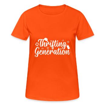 Thrift Shop Thrifting Generation Love Thrifting - Frauen T-Shirt atmungsaktiv - Neonorange - Vorne - AI Model Female 172 dark (172cm)