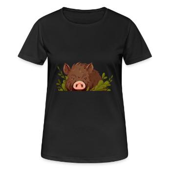 Habitant de la forêt de sangliers - T-shirt respirant Femme - noir - Devant - AI Model Female 172 light (172cm)