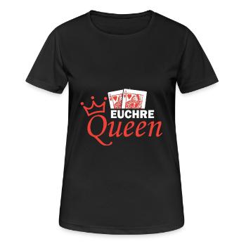 Conception de jeux de cartes Euchre Queen - T-shirt respirant Femme - noir - Devant - AI Model Female 172 light (172cm)