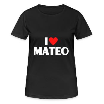 I love Mateo Rotes Herz Liebe Fan Geschenk - Frauen T-Shirt atmungsaktiv - Schwarz - Vorne - AI Model Female 172 light (172cm)