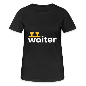 Waiter (Tablett mit zwei Weingläsern) - Frauen T-Shirt atmungsaktiv - Schwarz - Vorne - AI Model Female 172 light (172cm)