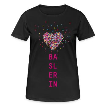 Baslerin - Frauen T-Shirt atmungsaktiv - Schwarz - Vorne - AI Model Female 172 light (172cm)