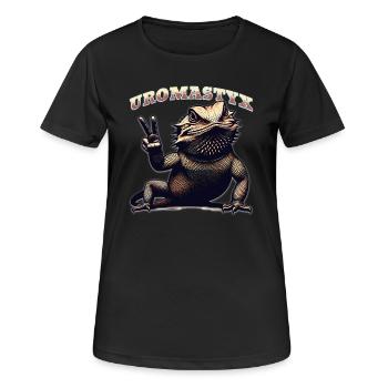 Bartagame - Bearded Dragon Geschenk - Frauen T-Shirt atmungsaktiv - Schwarz - Vorne - AI Model Female 172 light (172cm)