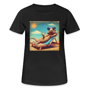 Bartagame - Bearded Dragon Geschenk - Frauen T-Shirt atmungsaktiv - Schwarz - Vorne - AI Model Female 172 light (172cm)