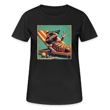 Bartagame - Bearded Dragon Geschenk - Frauen T-Shirt atmungsaktiv - Schwarz - Vorne - AI Model Female 172 light (172cm)