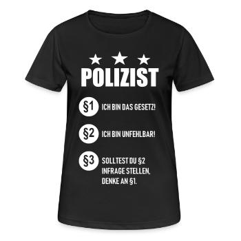 Policier - T-shirt respirant Femme - noir - Devant - AI Model Female 172 light (172cm)
