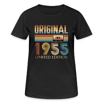 Anniversaire 70 Ans Original 1955 Cadeau Fête - T-shirt respirant Femme - noir - Devant - AI Model Female 172 light (172cm)