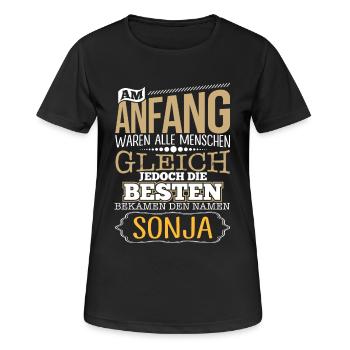 SONJA - Die Besten - Frauen T-Shirt atmungsaktiv - Schwarz - Vorne - AI Model Female 172 light (172cm)