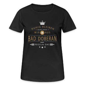 Bad Doberan cooles Souvenir und witziges Andenken - Frauen T-Shirt atmungsaktiv - Schwarz - Vorne - AI Model Female 172 light (172cm)