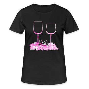 Verres à vin Feuille de vigne - T-shirt respirant Femme - noir - Devant - AI Model Female 172 light (172cm)