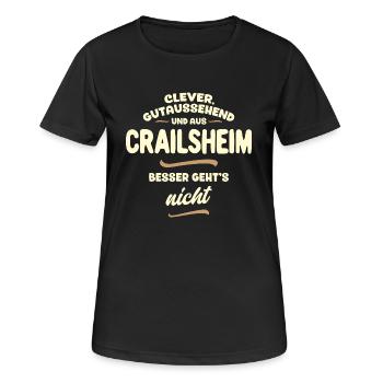 Clever, gutaussehend und aus Crailsheim - Frauen T-Shirt atmungsaktiv - Schwarz - Vorne - AI Model Female 172 light (172cm)