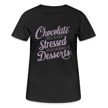 Dessert au chocolat Stress Dire dessert drôle - T-shirt respirant Femme - noir - Devant - AI Model Female 172 light (172cm)