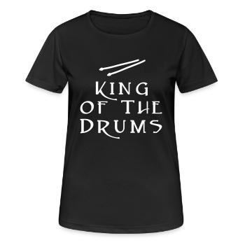 King Drums - Frauen T-Shirt atmungsaktiv - Schwarz - Vorne - AI Model Female 172 light (172cm)