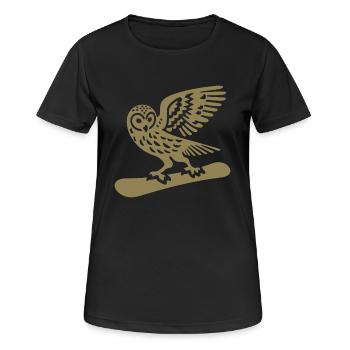 Eule Snowboard Snowboarder Minimalistisches Design - Frauen T-Shirt atmungsaktiv - Schwarz - Vorne - AI Model Female 172 light (172cm)