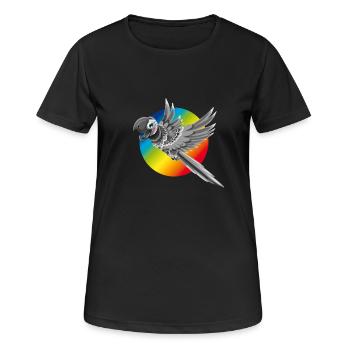 Papagei bunt fliegt Farbe Regenbogen Kinder comic - Frauen T-Shirt atmungsaktiv - Schwarz - Vorne - AI Model Female 172 light (172cm)