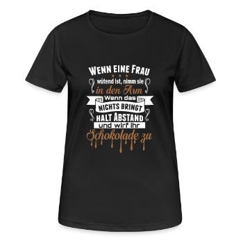 Schokolade - Frauen T-Shirt atmungsaktiv - Schwarz - Vorne - AI Model Female 172 light (172cm)