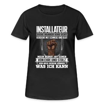 INSTALLATEUR - Ehre und Stolz - Frauen T-Shirt atmungsaktiv - Schwarz - Vorne - AI Model Female 172 light (172cm)