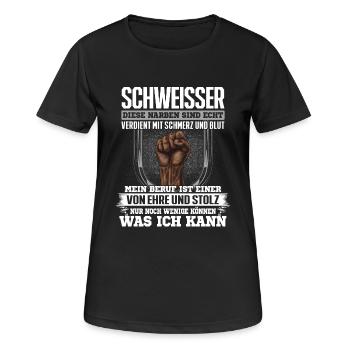 SCHWEISSER - Ehre und Stolz - Frauen T-Shirt atmungsaktiv - Schwarz - Vorne - AI Model Female 172 light (172cm)