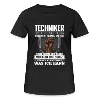 TECHNIKER - Ehre und Stolz - Frauen T-Shirt atmungsaktiv - Schwarz - Vorne - AI Model Female 172 light (172cm)