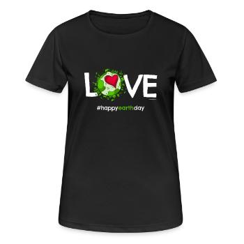 T-shirt de jour de la terre heureux « L'amour » - T-shirt respirant Femme - noir - Devant - AI Model Female 172 light (172cm)