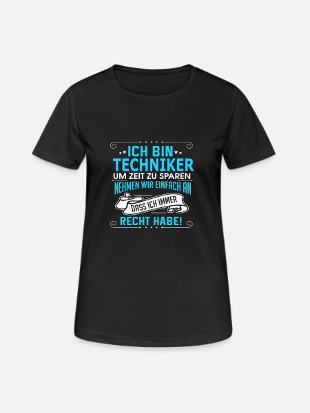 TECHNIKER - Frauen T-Shirt atmungsaktiv - Schwarz