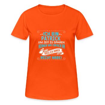 PATRICK - Frauen T-Shirt atmungsaktiv - Neonorange - Vorne - AI Model Female 172 dark (172cm)