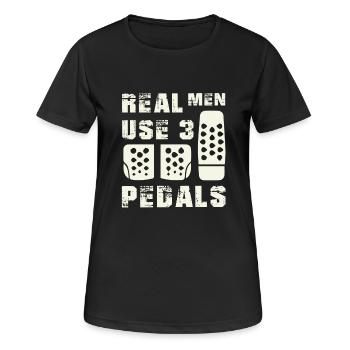 Real Men Pedals Shirts - Frauen T-Shirt atmungsaktiv - Schwarz - Vorne - AI Model Female 172 light (172cm)
