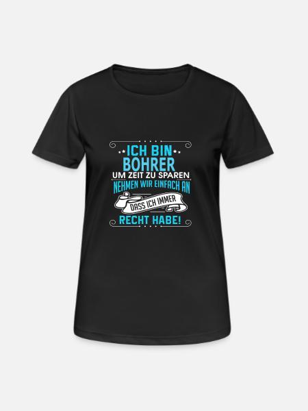 BOHRER - Frauen T-Shirt atmungsaktiv - Schwarz