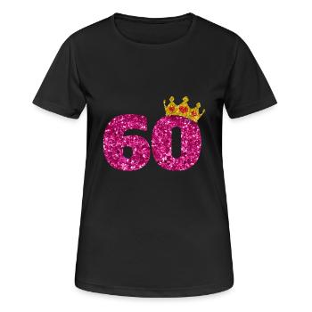 Glitter 1960 60 Jahre Geburtstag Pailletten Krone - Frauen T-Shirt atmungsaktiv - Schwarz - Vorne - AI Model Female 172 light (172cm)