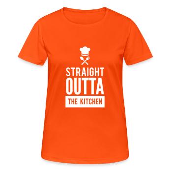 Straight Outta the Kitchen Funny Cool T-Shirt - Women's Breathable T-Shirt - neon orange - Front - AI Model Female 172 dark (172cm)