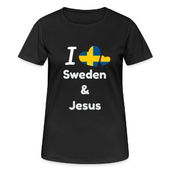 J'aime la Suède et Jésus - Christ et la Suède - T-shirt respirant Femme - noir - Devant - AI Model Female 172 light (172cm)