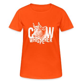 Cow Whisperer Vintage Farmer Tee Shirt Gift - Women's Breathable T-Shirt - neon orange - Front - AI Model Female 172 dark (172cm)