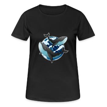 Wale - Frauen T-Shirt atmungsaktiv - Schwarz - Vorne - AI Model Female 172 light (172cm)