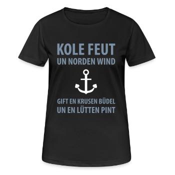 Plattdeutsch Anker Krusen Büdel Lütten Pint - Frauen T-Shirt atmungsaktiv - Schwarz - Vorne - AI Model Female 172 light (172cm)