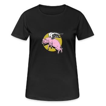 Porc volant - T-shirt respirant Femme - noir - Devant - AI Model Female 172 light (172cm)