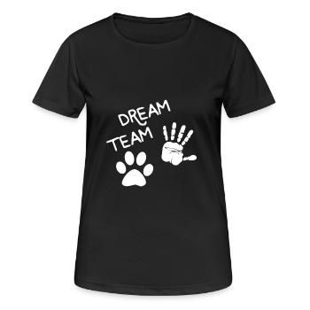 Dream Team Hund Hündin Gassi gehen Wau Wau - Frauen T-Shirt atmungsaktiv - Schwarz - Vorne - AI Model Female 172 light (172cm)