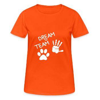 Dream Team dog Gassi go Wau Wau - Women's Breathable T-Shirt - neon orange - Front - AI Model Female 172 dark (172cm)