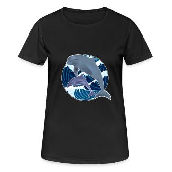 Delfin - Frauen T-Shirt atmungsaktiv - Schwarz - Vorne - AI Model Female 172 light (172cm)